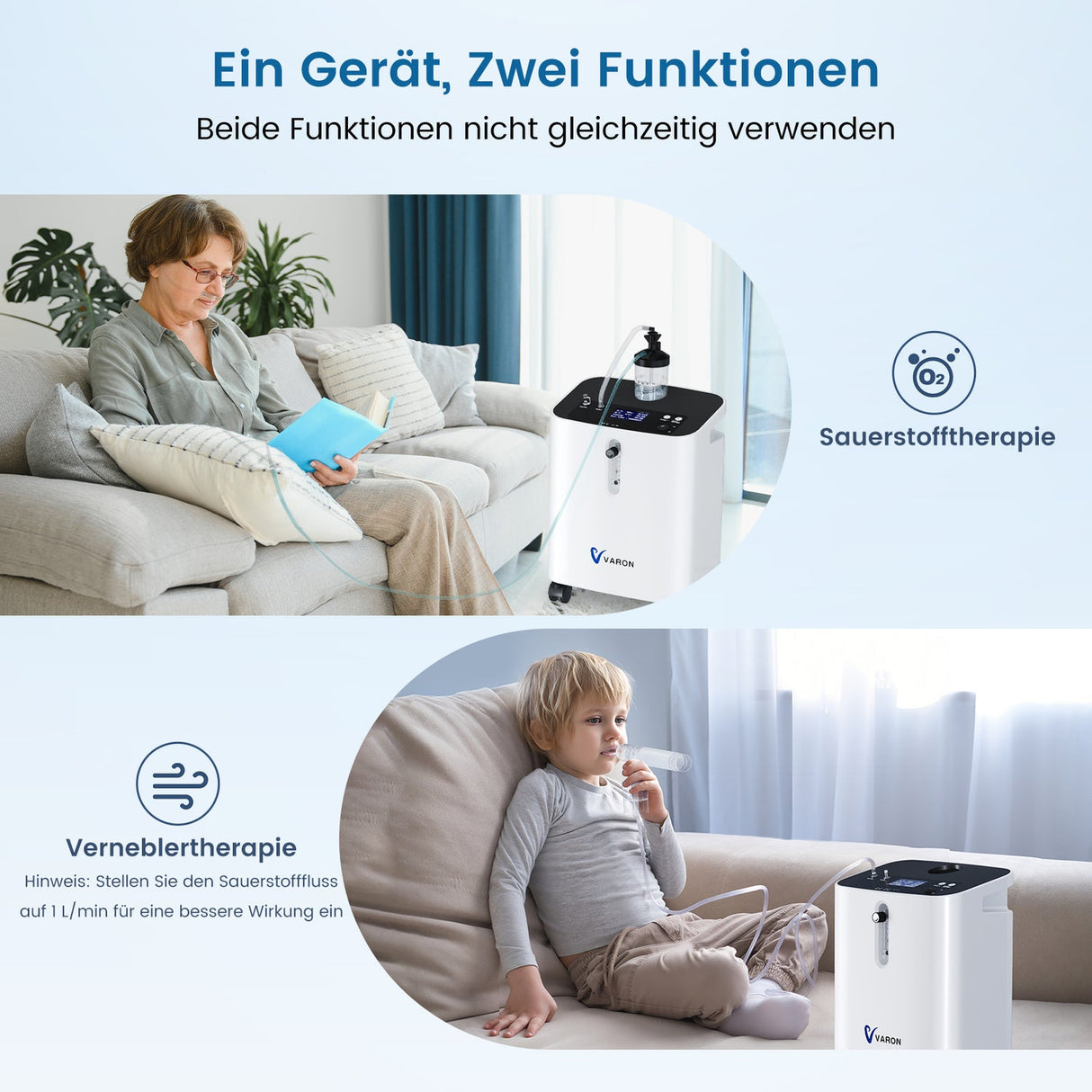 VARON VH-3 PRO Home Oxygen Concentrator | 10-step regulation, comfortable treatment