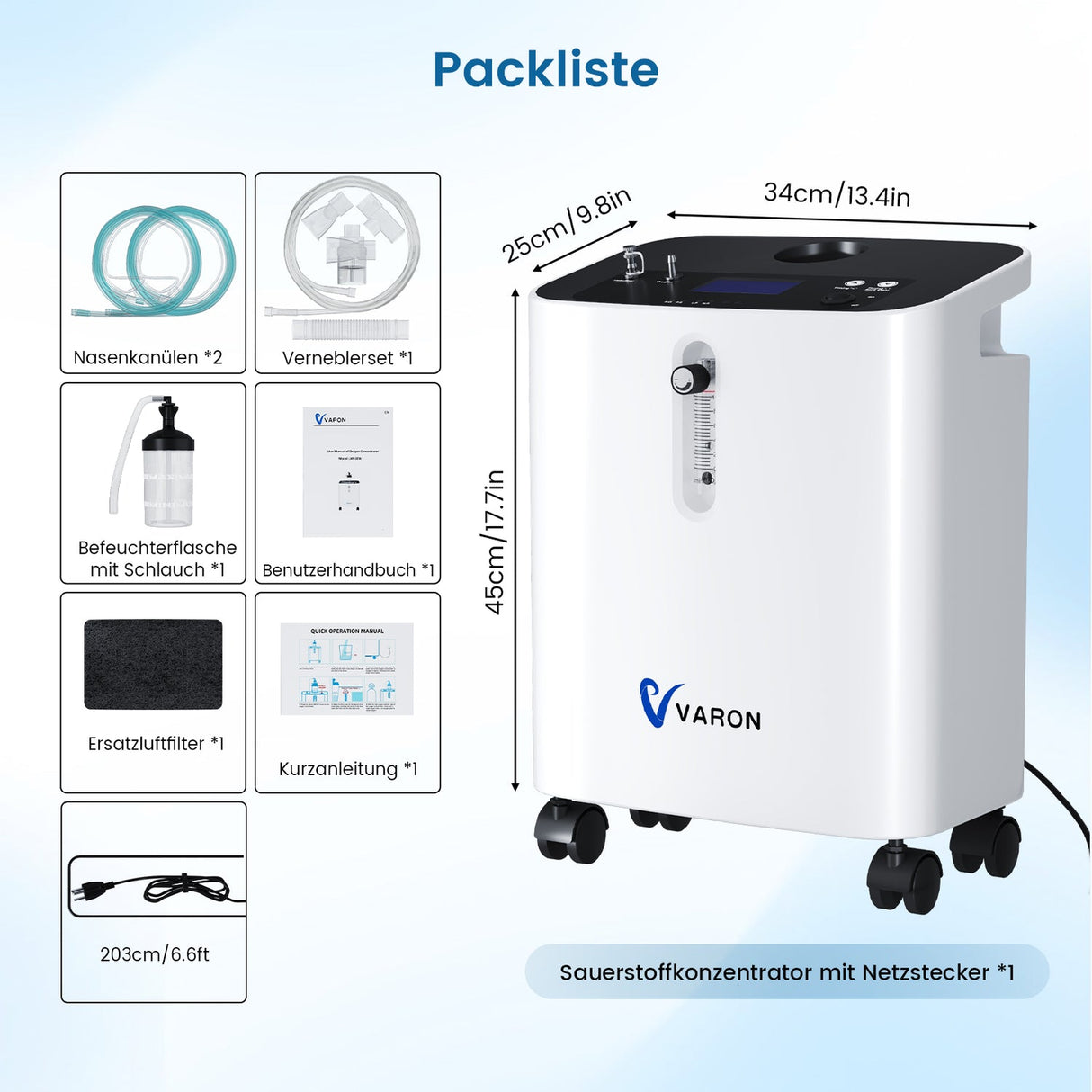 VARON VH-3 PRO Home Oxygen Concentrator | 10-step regulation, comfortable treatment