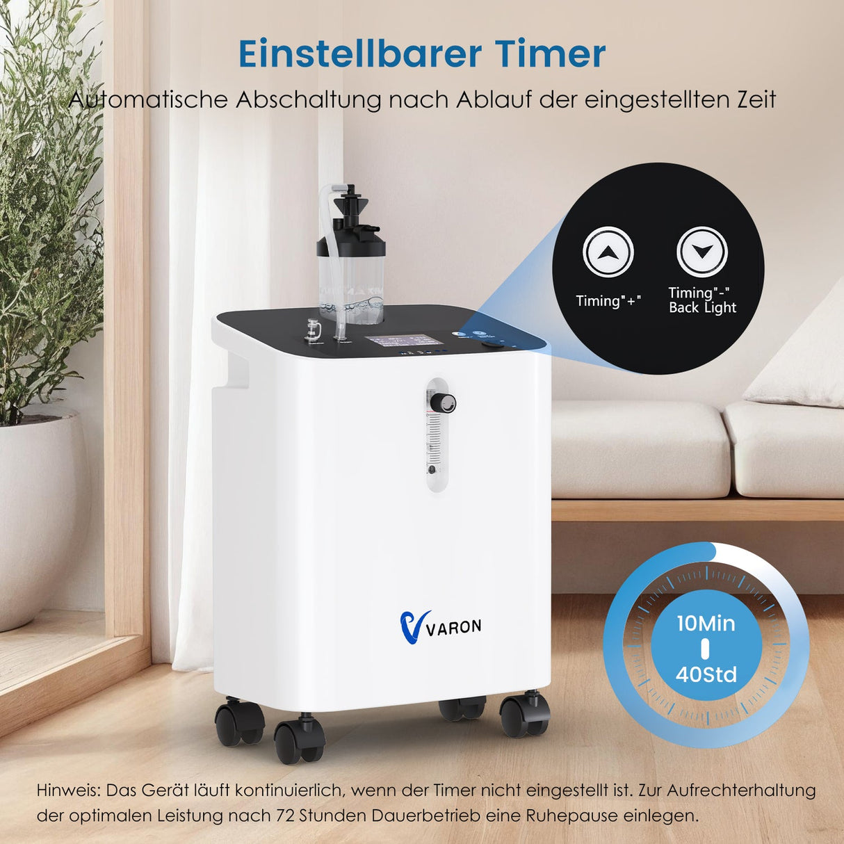 VARON VH-3 PRO Home Oxygen Concentrator | 10-step regulation, comfortable treatment