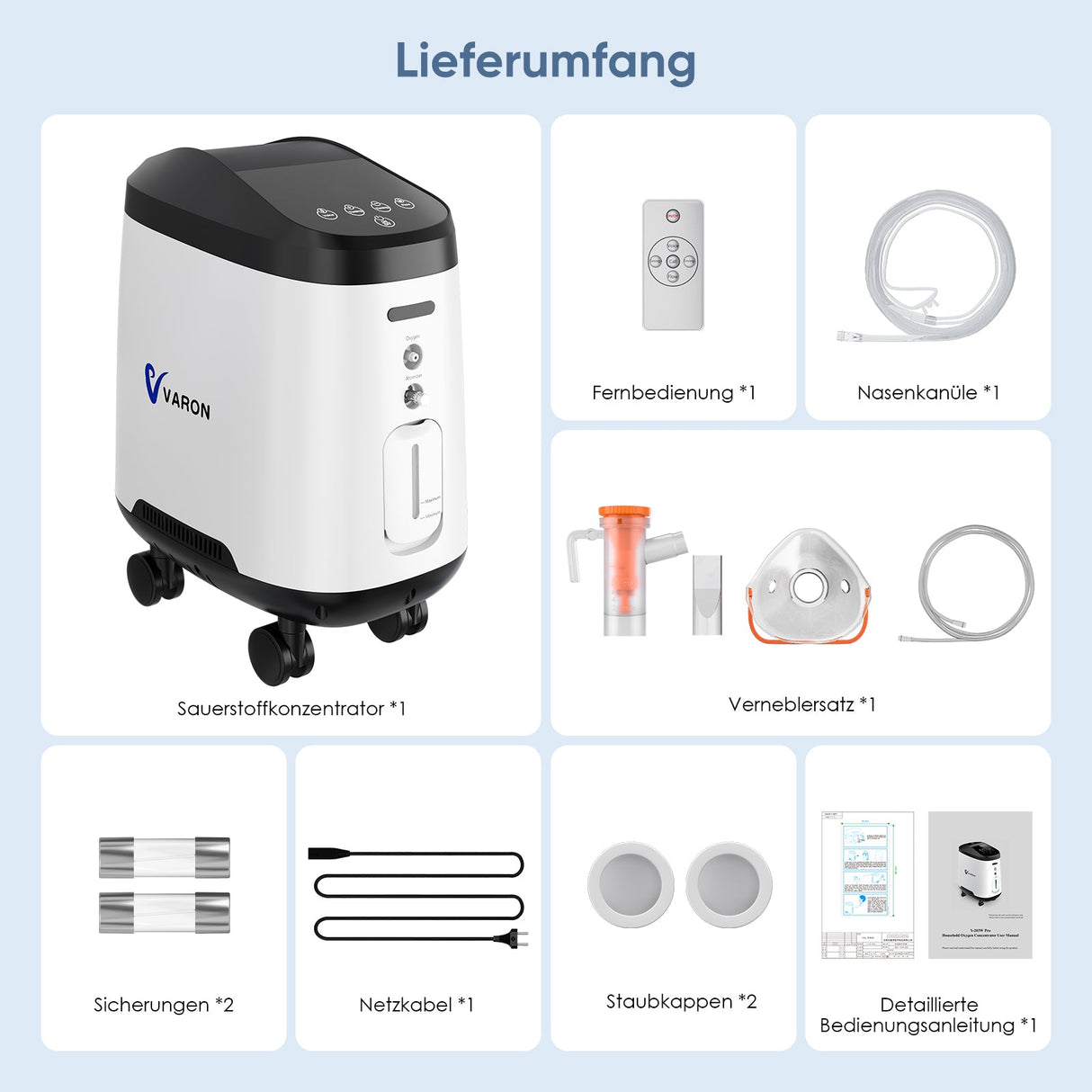 VARON VH-2 PRO Oxygen Concentrator for Home Use | 1-9 adjustable, 24-hour operation