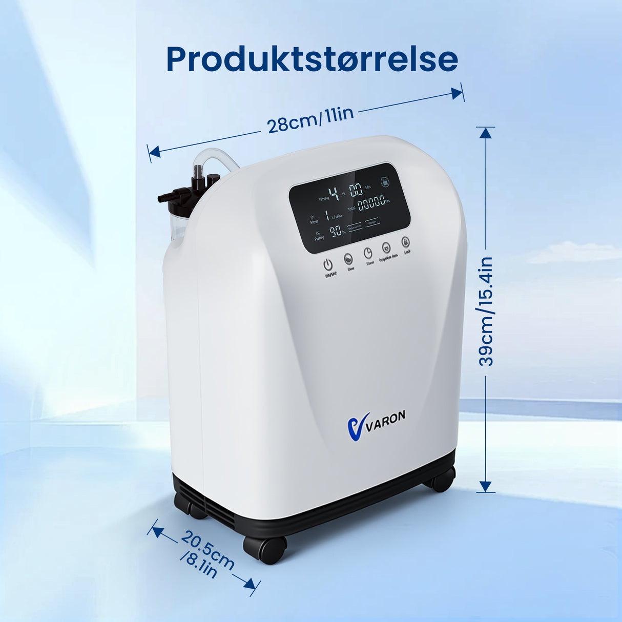 VARON VH-3 PRO oksygenkonsentrator for hjemmet | 10-trinns regulering, komfortabel behandling