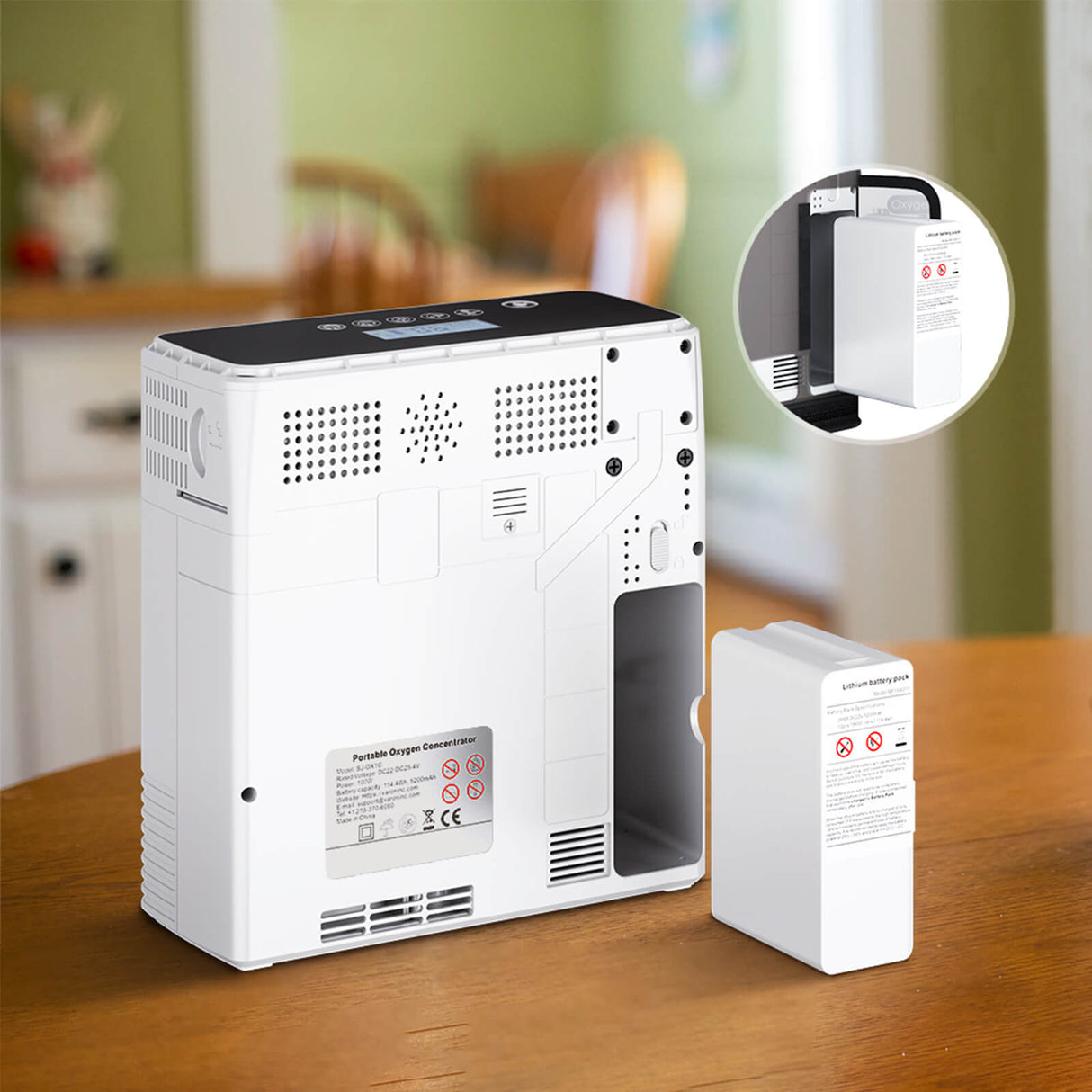 VARON VP-6 Kontinuerlig bærbar iltkoncentrator - Flow 1-6L/min, CE-certificeret