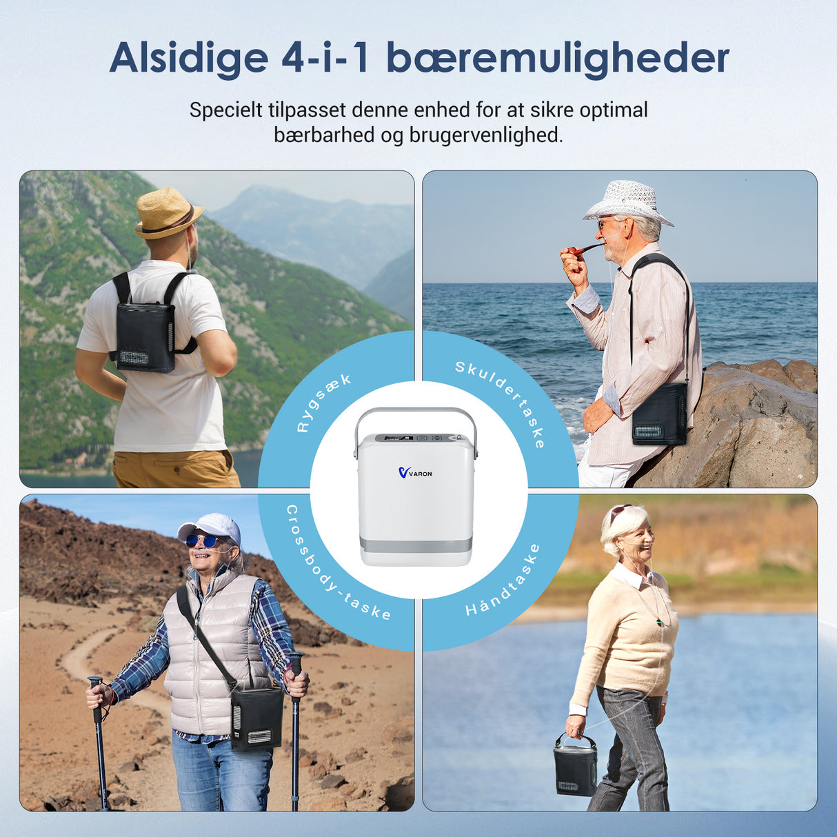 (Forhåndssalg) Ny VARON VP-8G | Pulse Flow bærbar oksygenkonsentrator 1–8 innstillinger