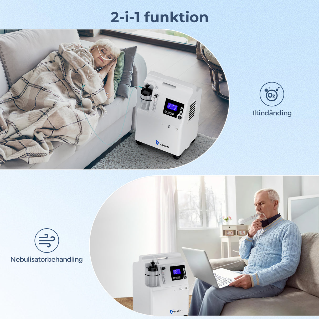 FDA VARON iltkoncentrator Serene 5 5L-CE-certificering, 72 timers drift