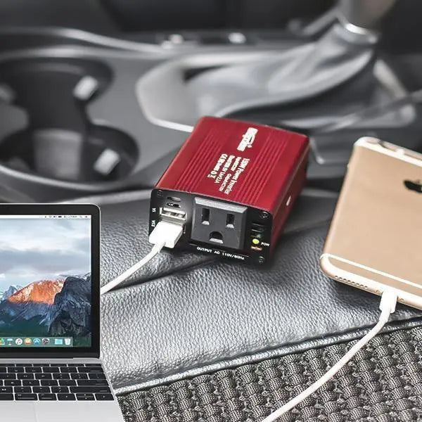 150 W bilomformer med dobbelt USB-port 3,1 A, 12 V til 110 V/220 V