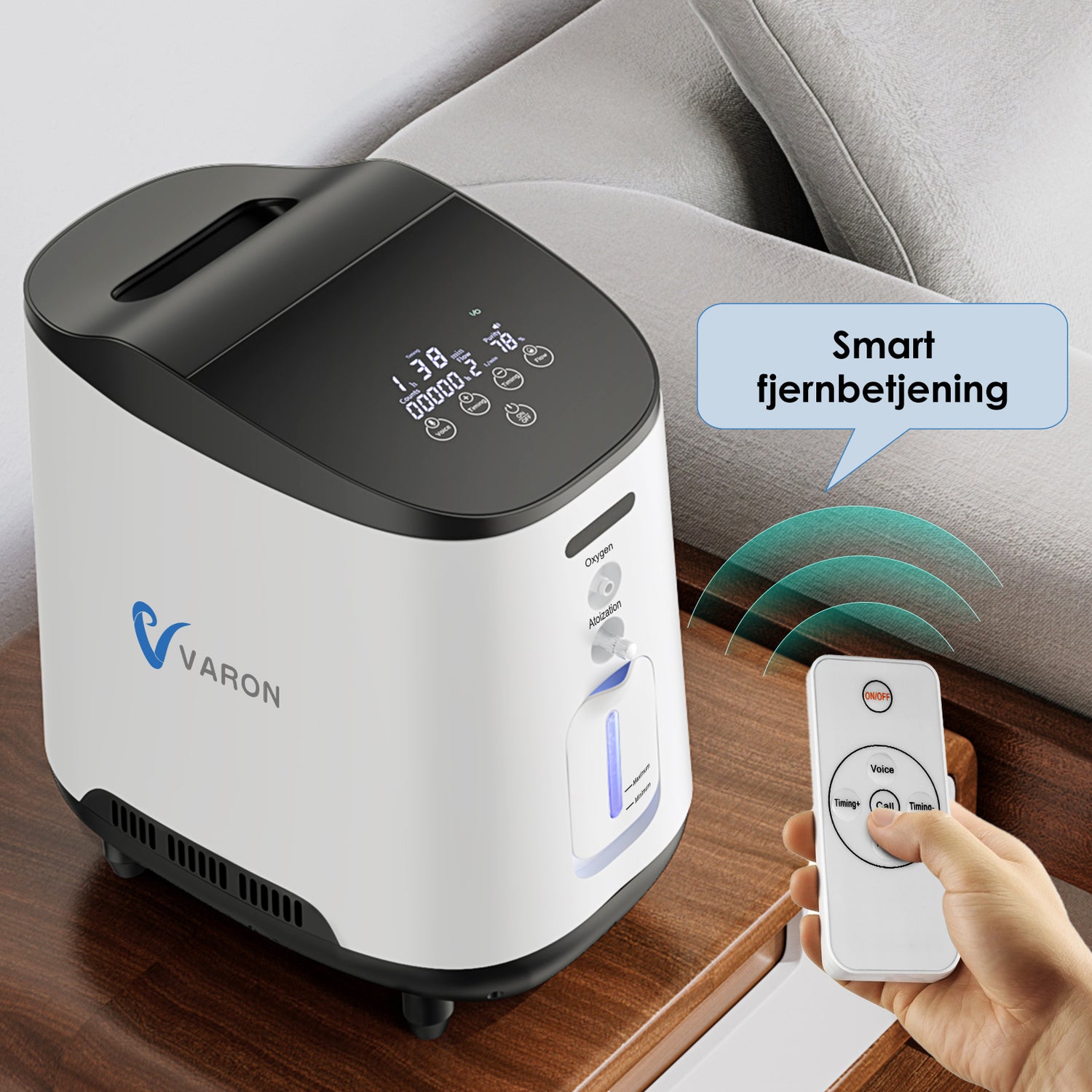 VARON VH-2 Hjemmeiltkoncentrator | 1-7L/min justerbar, 24-timers drift, CE-godkendt