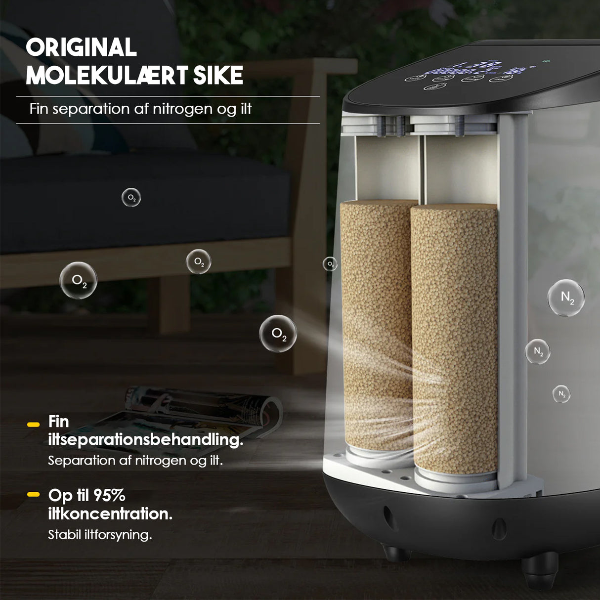 VARON VH-2 Hjemmeiltkoncentrator | 1-7L/min justerbar, 24-timers drift, CE-godkendt