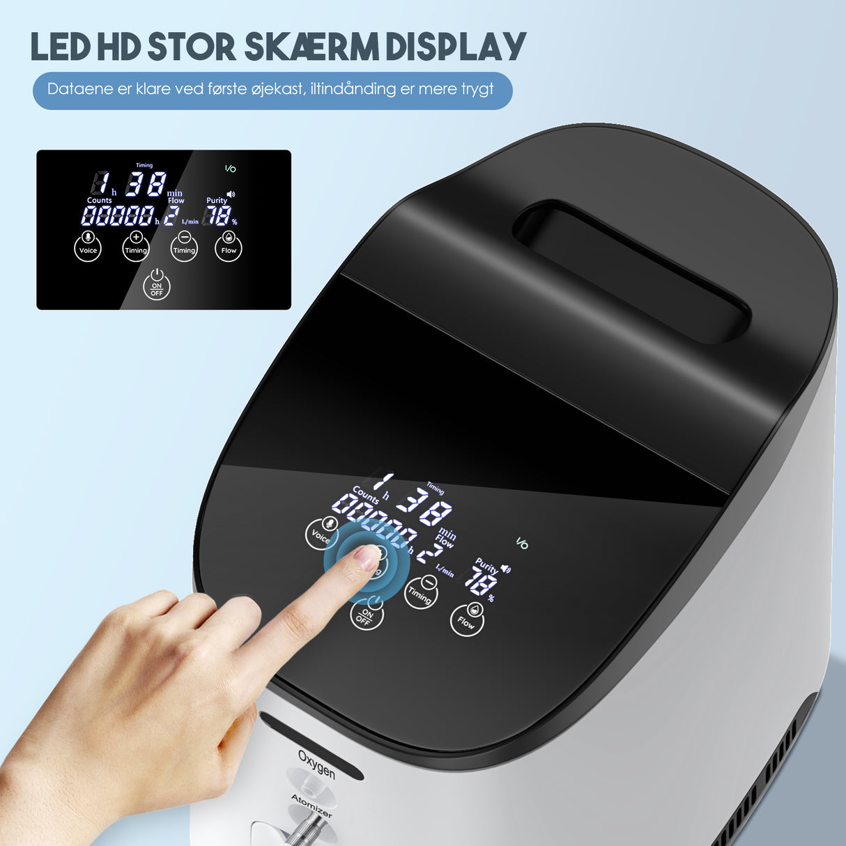 VARON VH-2 Hjemmeiltkoncentrator | 1-7L/min justerbar, 24-timers drift, CE-godkendt