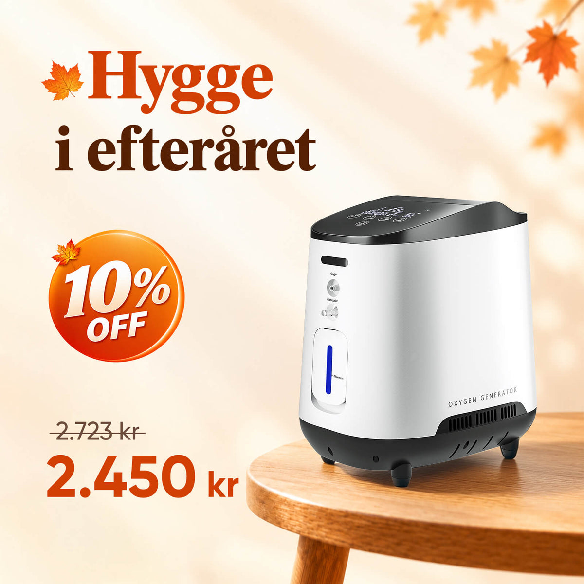 VARON VH-2 Stationær iltkoncentrator – 1-7L justerbar, 24-timers drift, CE-certificeret
