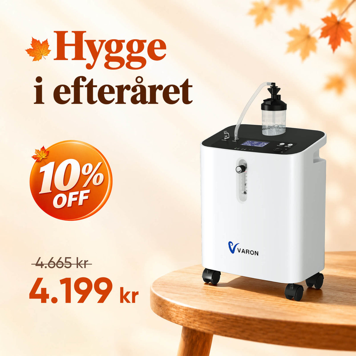 VARON VH-3 PRO Stationær iltkoncentrator – 10-trins regulering, behagelig behandling