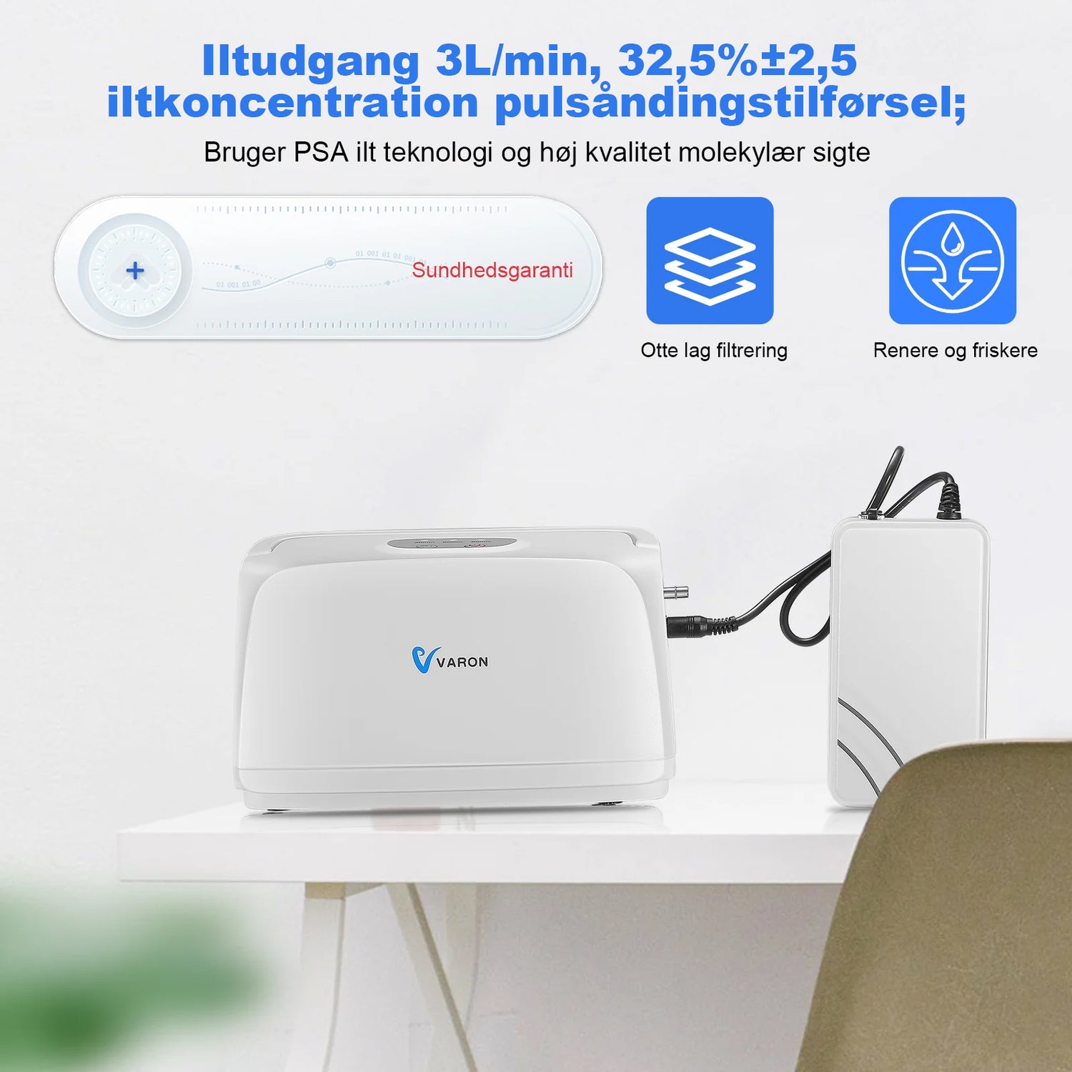 VARON VL-1 Iltkoncentrator | Ideel til mobilitet, CE-certificeret