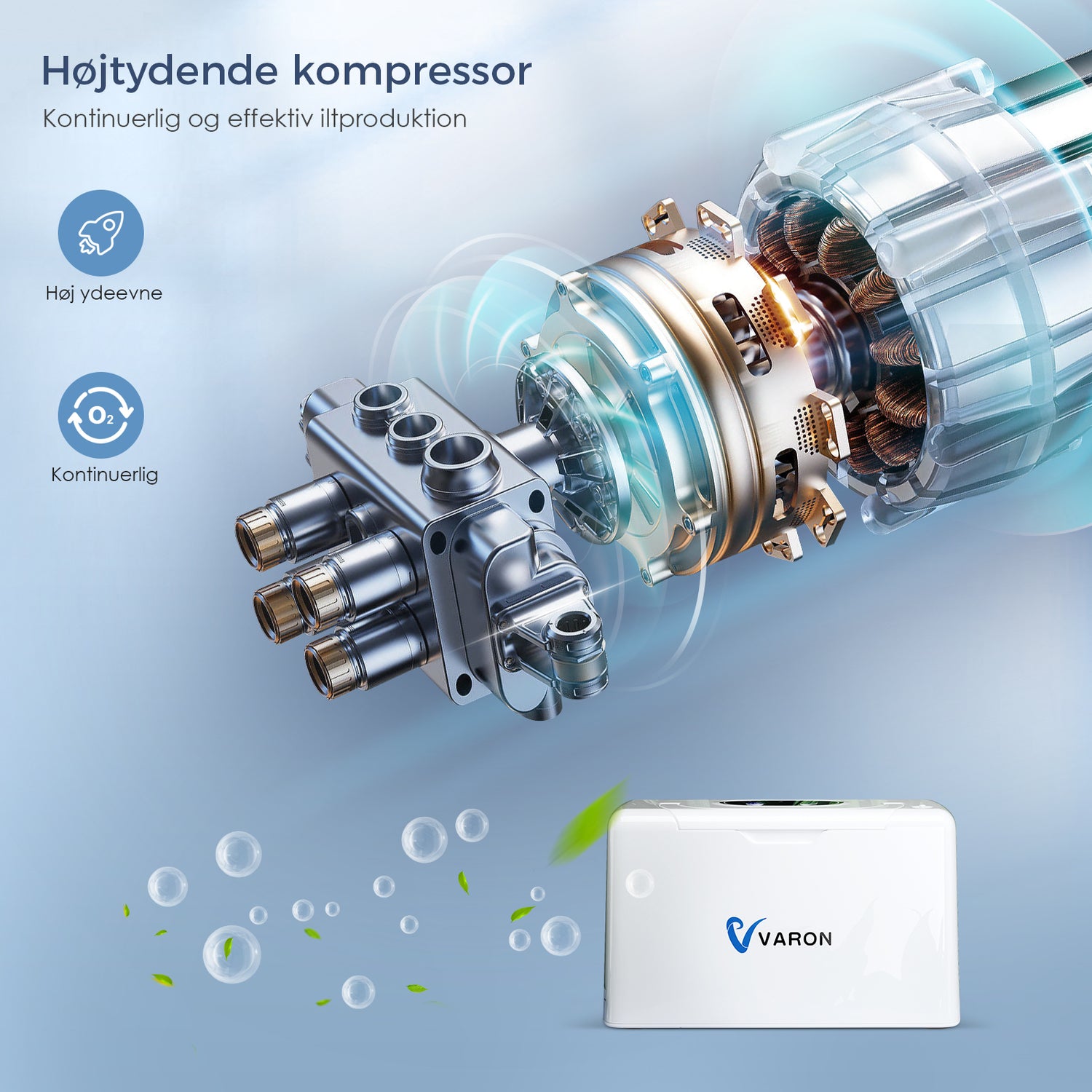 VARON VL-2 Light Bærbar kontinuerlig iltkoncentrator 3L/min, CE-certificeret