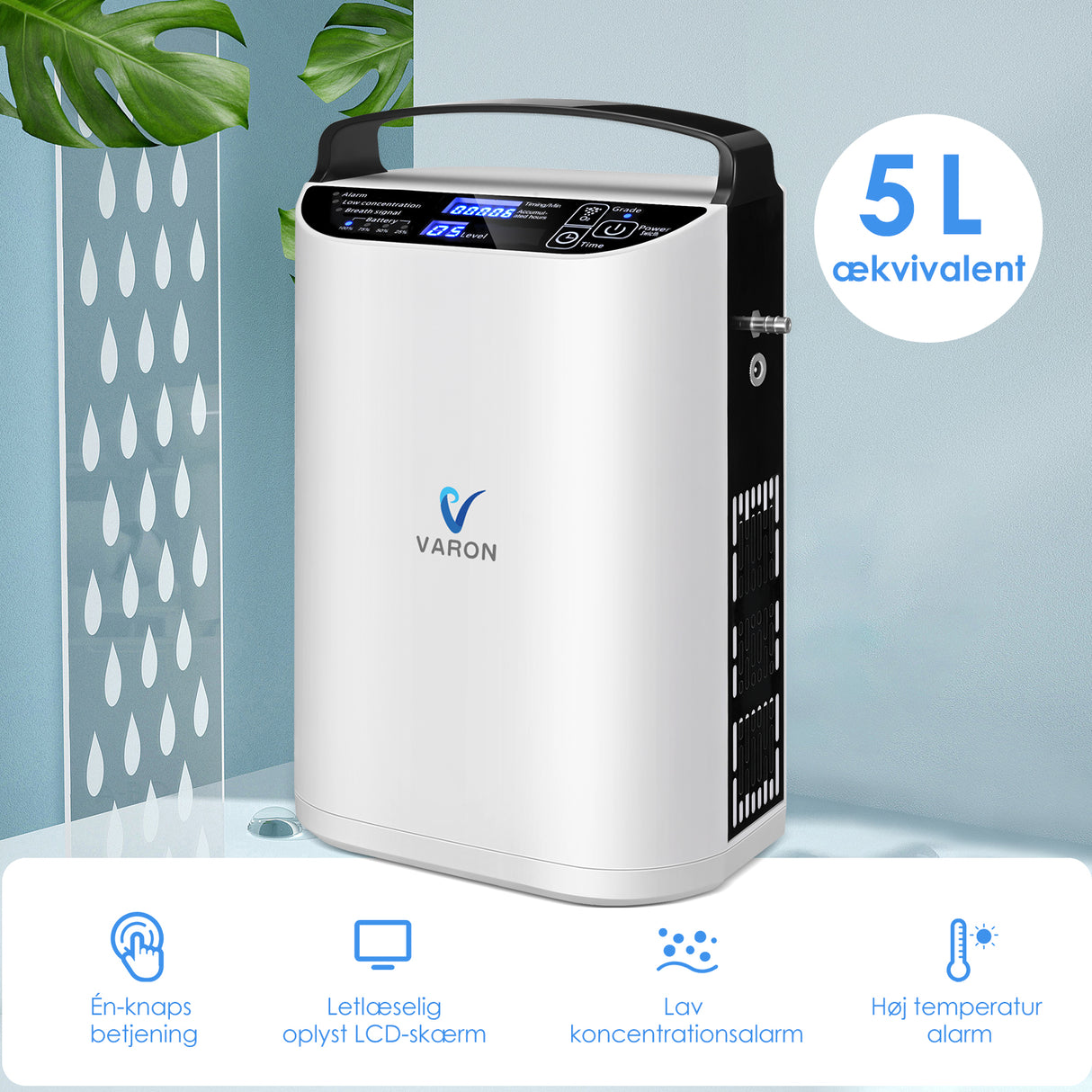 VARON VP-1 Bærbar pulsiltkoncentrator – 24 timers drift, CE-certificeret