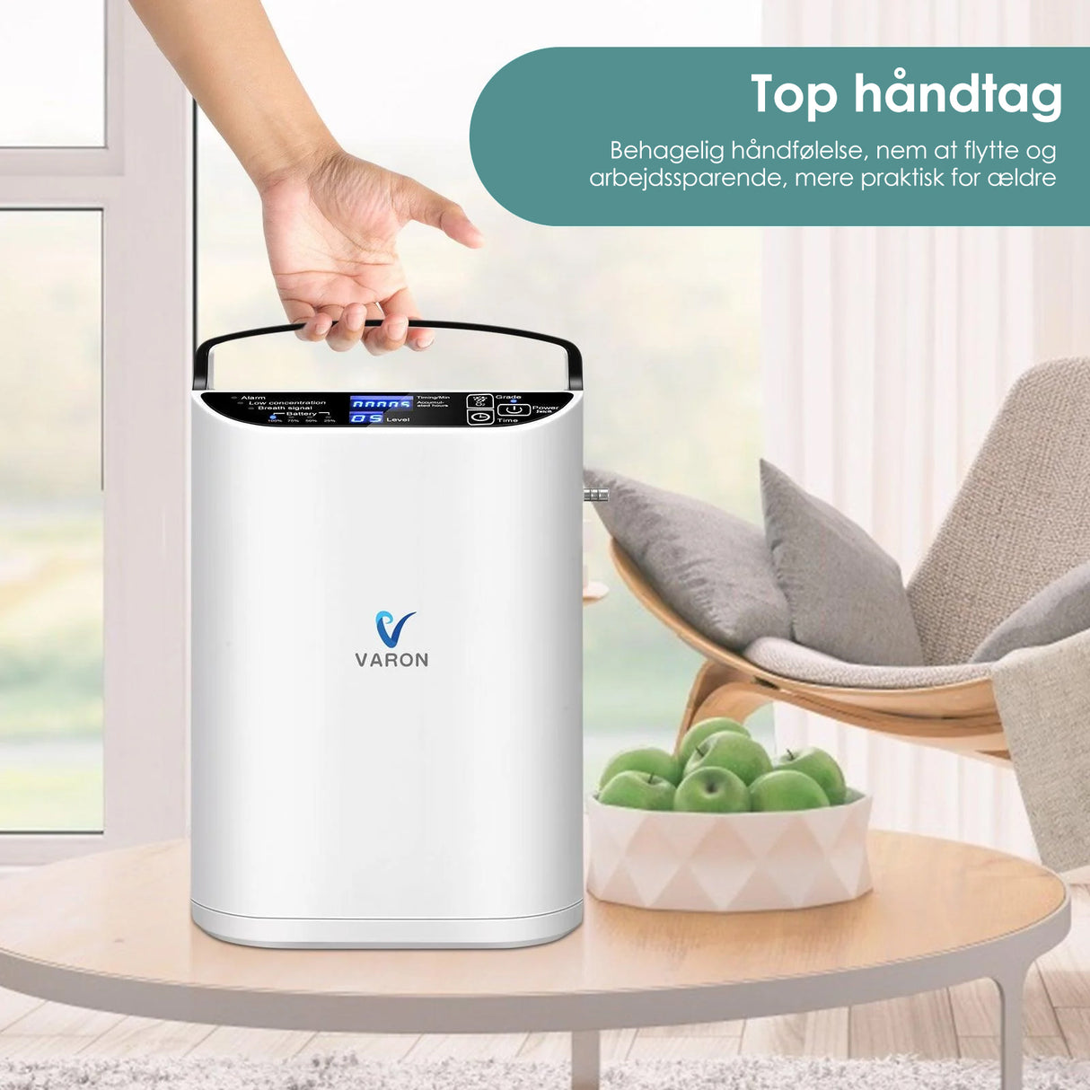 VARON VP-1 Bærbar pulsiltkoncentrator – 24 timers drift, CE-certificeret