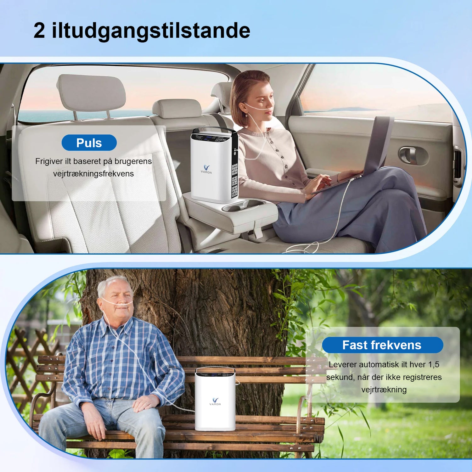 VARON VP-1 Bærbar pulsiltkoncentrator – 24 timers drift, CE-certificeret