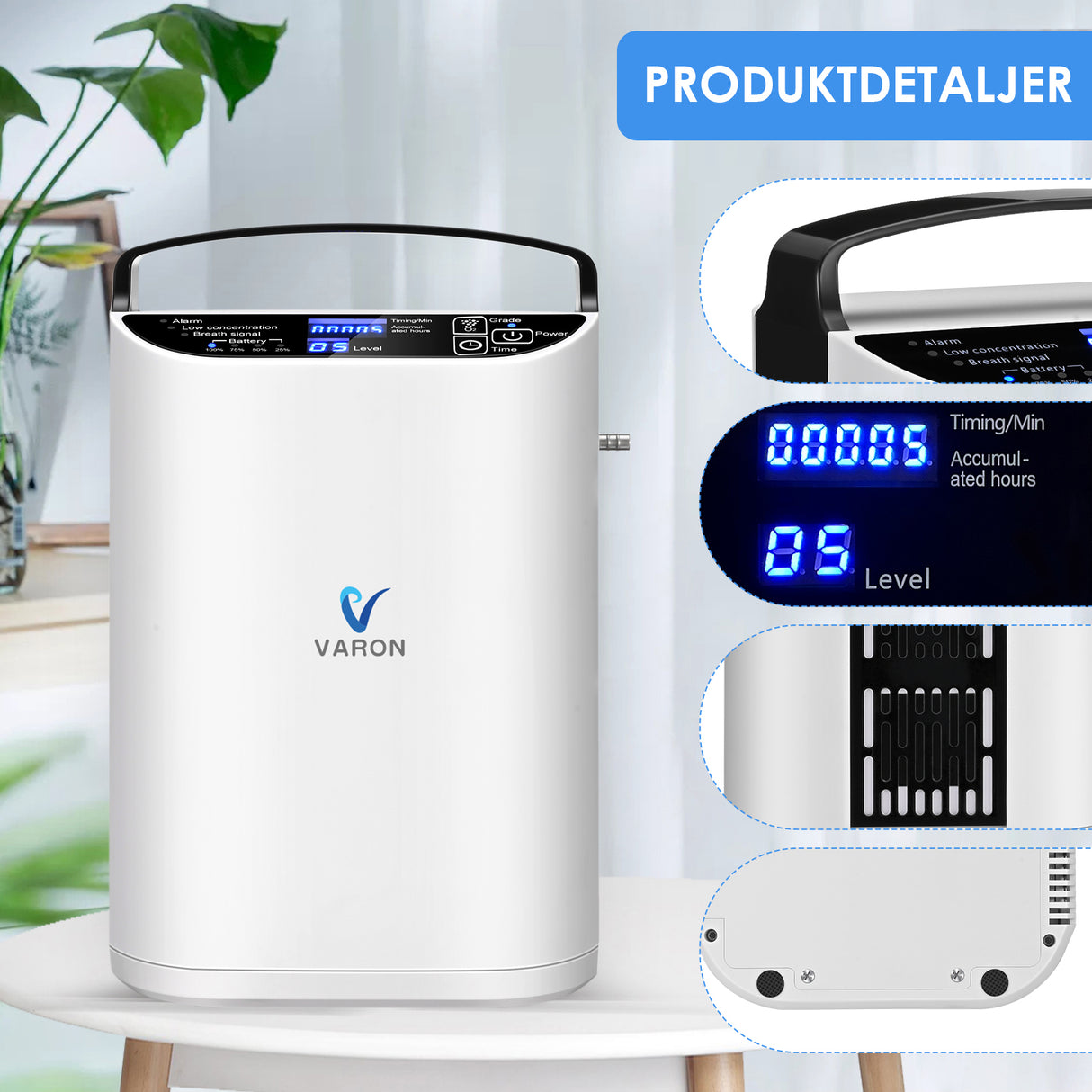 VARON VP-1 Portable Pulse Oxygen Concentrator – 24-hour operation, CE certified