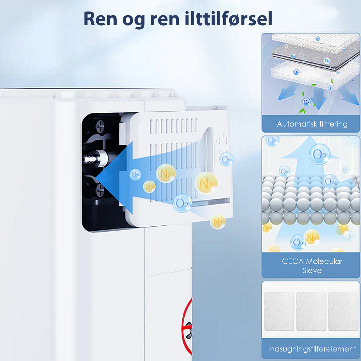 VARON VP-6 Kontinuerlig bærbar iltkoncentrator - Flow 1-6L/min, CE-certificeret