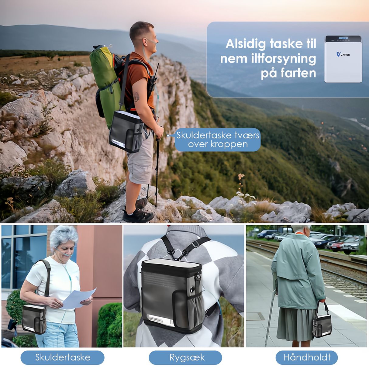 VARON VP-6 Kontinuerlig bærbar iltkoncentrator - Flow 1-6L/min, CE-certificeret