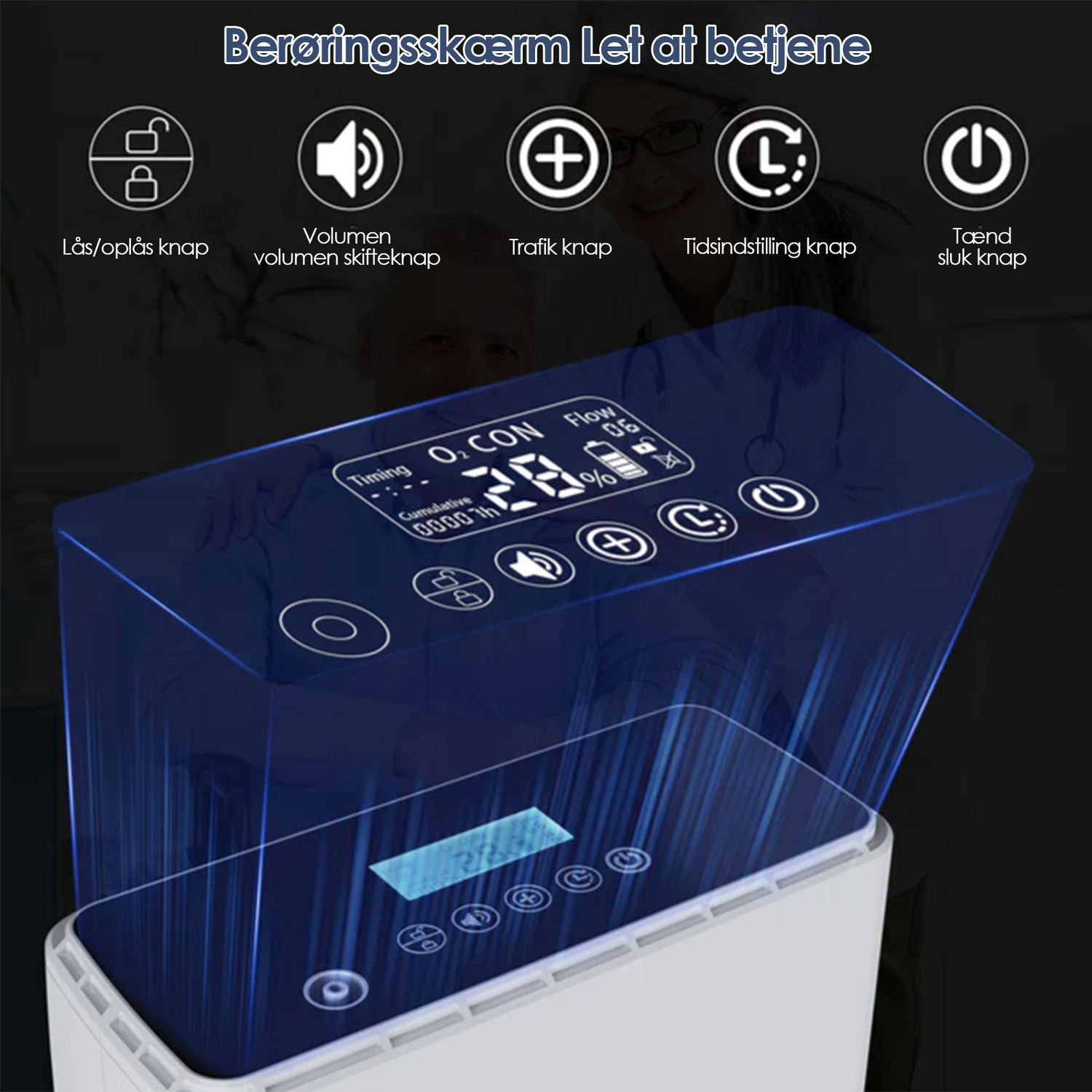 VARON VP-6 Kontinuerlig bærbar iltkoncentrator - Flow 1-6L/min, CE-certificeret
