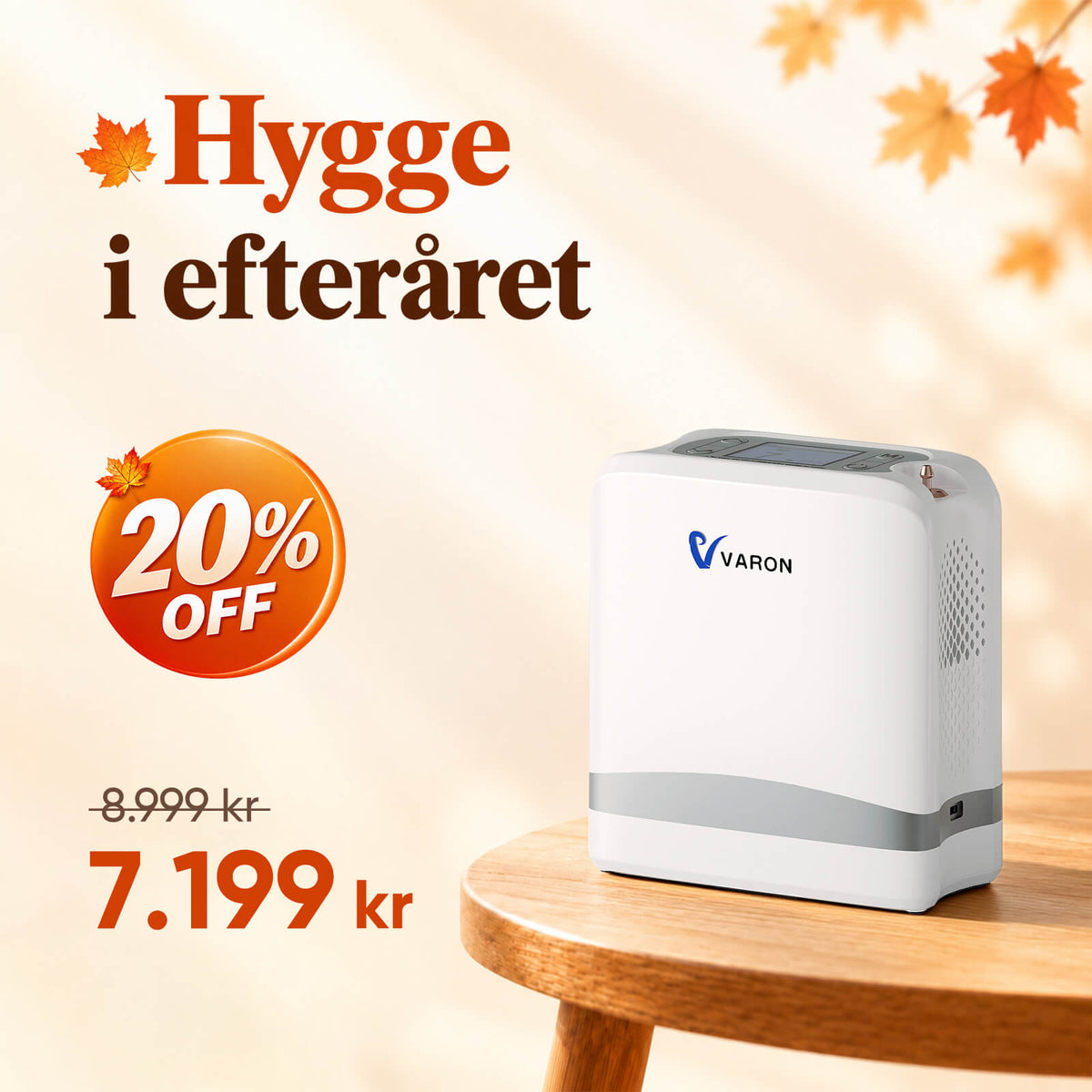 VARON VP-8 Lite | Bærbar iltkoncentrator med pulserende flow (1-7 trin)