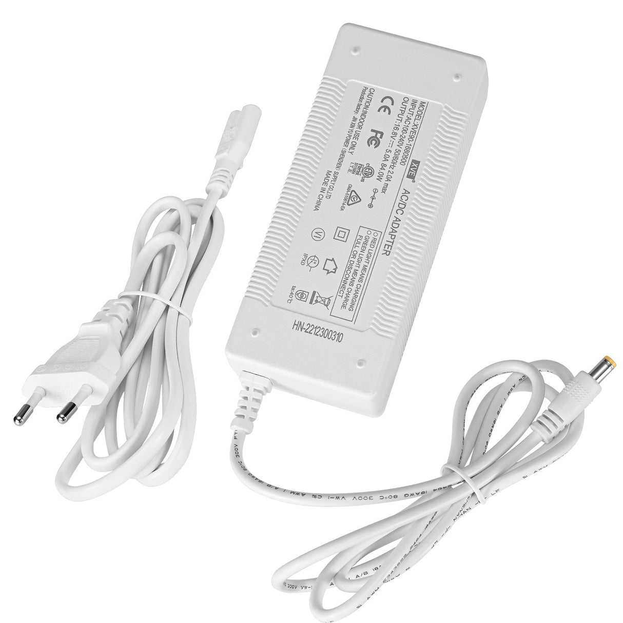 Hvid netadapter og strømkabel Tilbehør til iltkoncentrator VP-1/VP-2