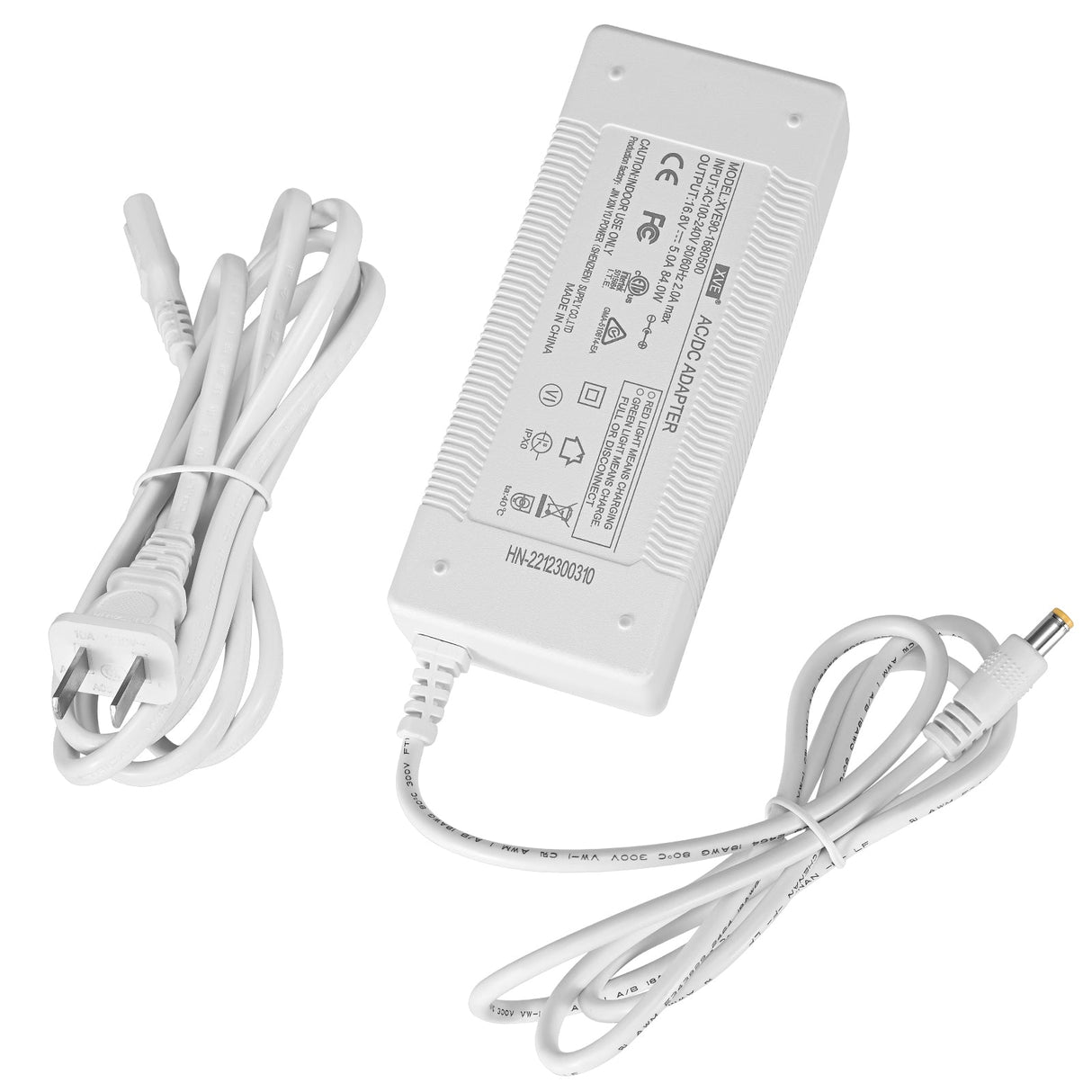 Hvid netadapter og strømkabel Tilbehør til iltkoncentrator VP-1/VP-2