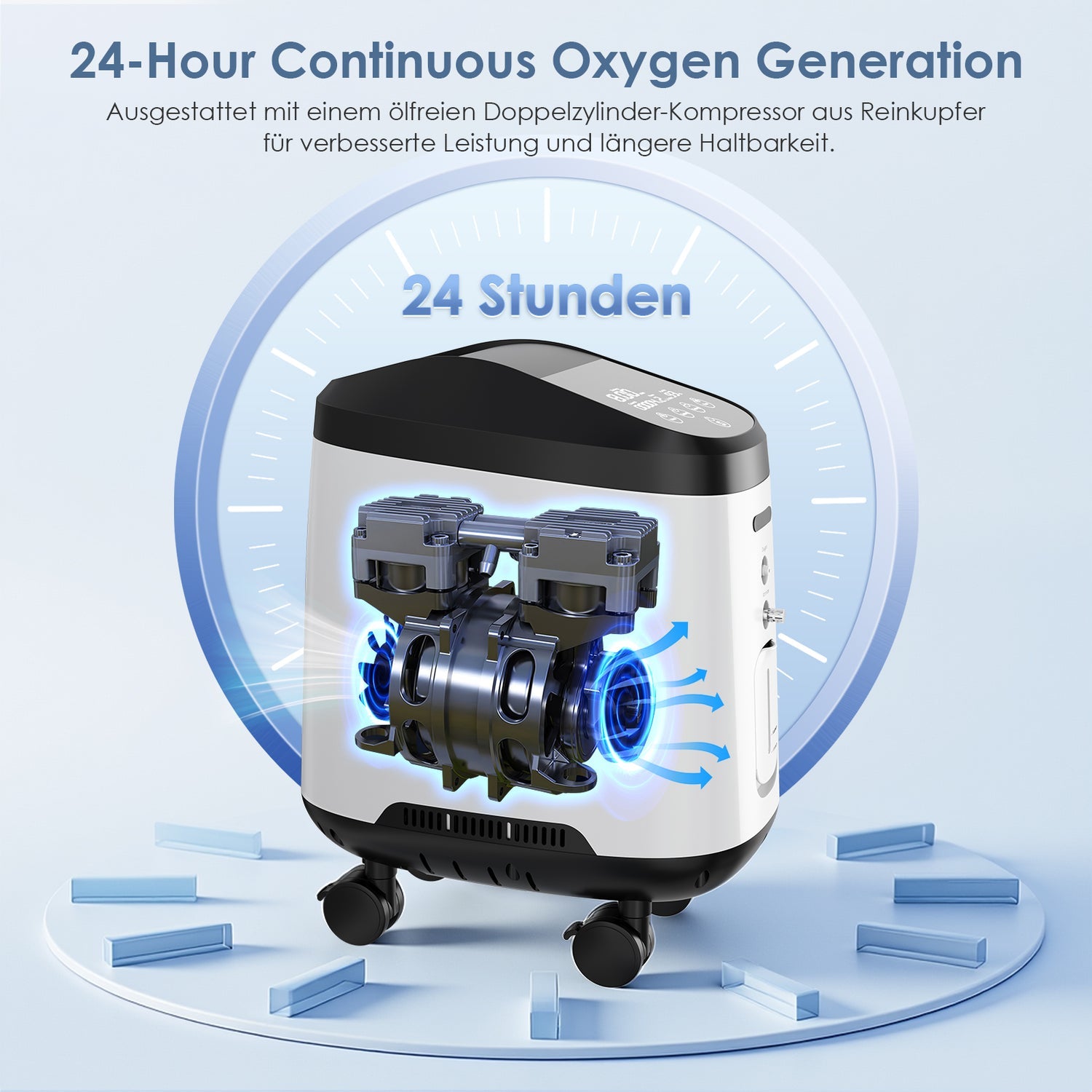 VARON VH-2 PRO oksygenkonsentrator for hjemmebruk | 1–9 justerbar, 24-timers drift