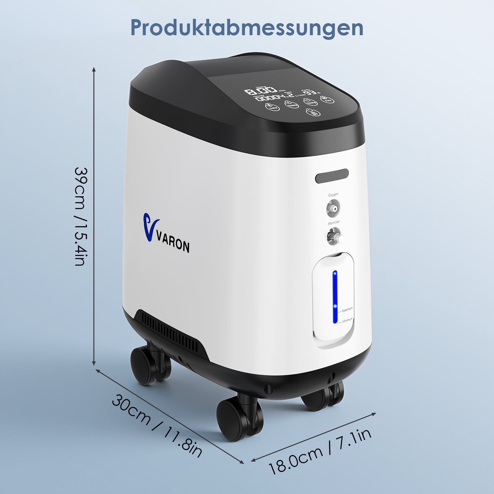 VARON VH-2 PRO oksygenkonsentrator for hjemmebruk | 1–9 justerbar, 24-timers drift