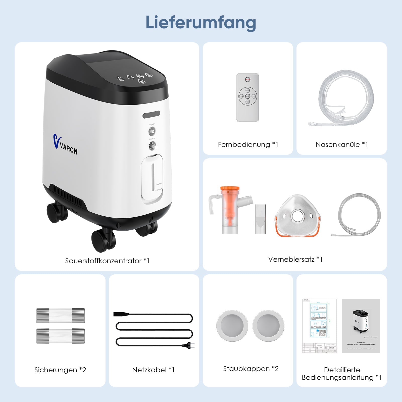 VARON VH-2 PRO oksygenkonsentrator for hjemmebruk | 1–9 justerbar, 24-timers drift