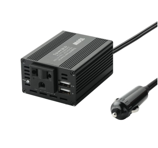 150 W bilomformer med dobbelt USB-port 3,1 A, 12 V til 110 V/220 V