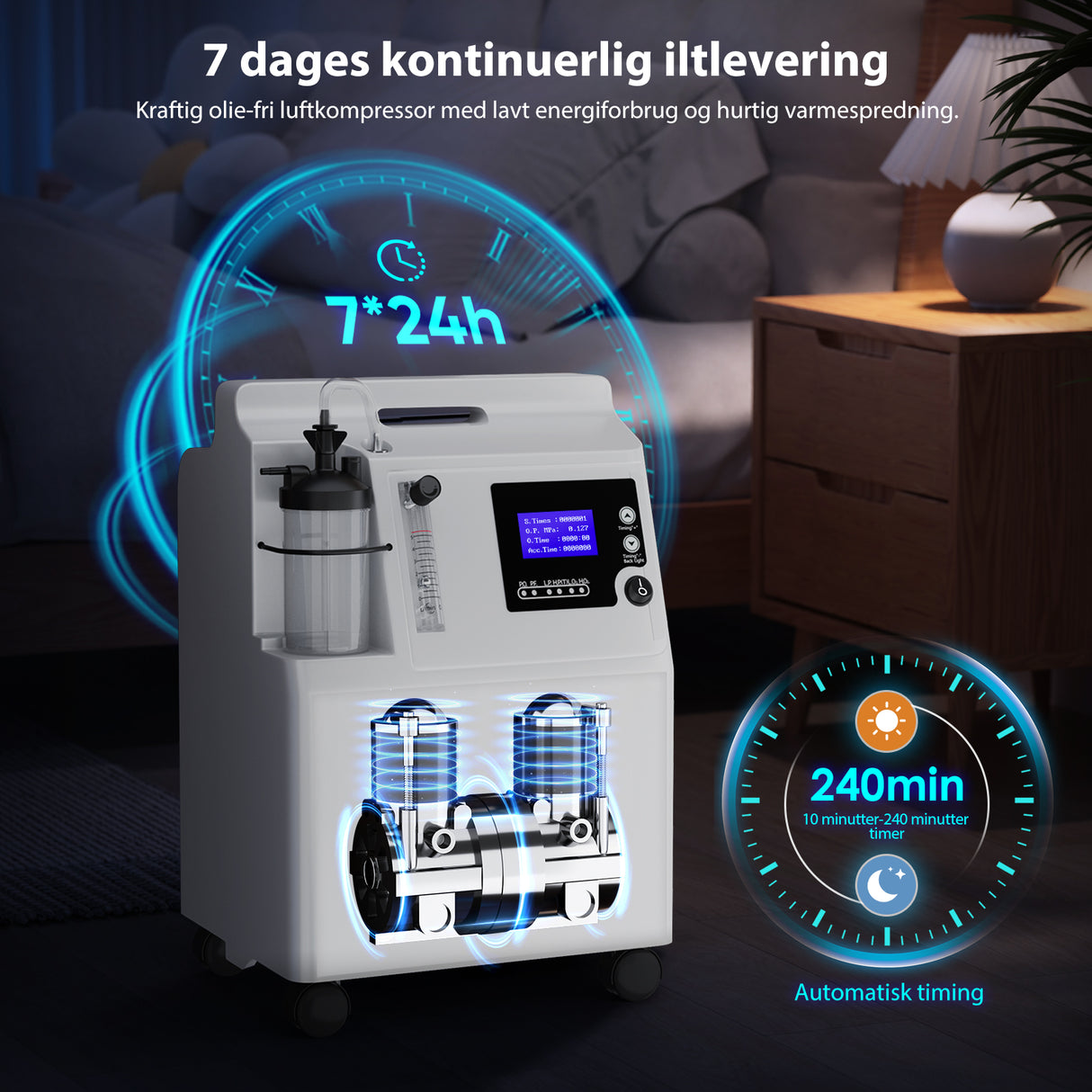 FDA VARON iltkoncentrator Serene 5 5L-CE-certificering, 72 timers drift