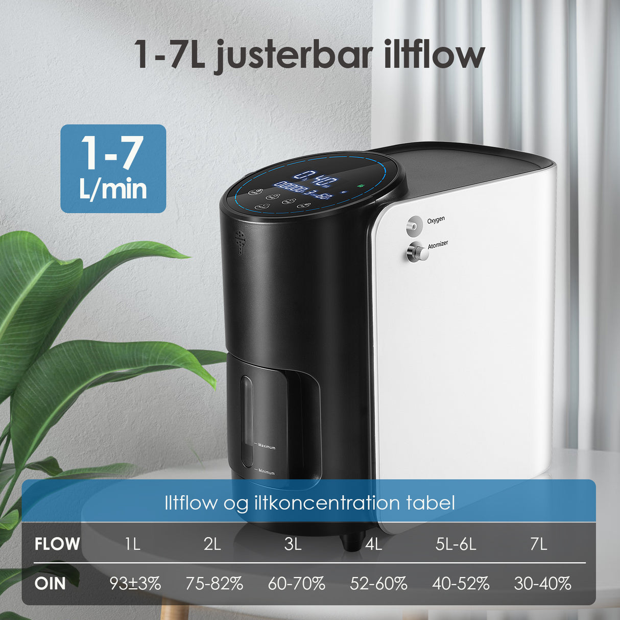 VARON VH-1 Hjemmeiltkoncentrator | 1-7L/min, Vital Senior Health, CE-certificeret