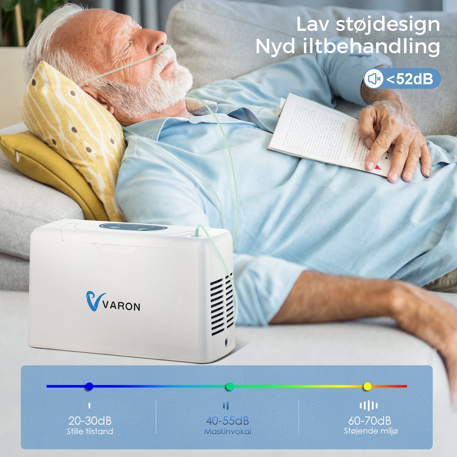 VARON VL-2 lett bærbar kontinuerlig oksygenkonsentrator 3 l/min, CE-sertifisert
