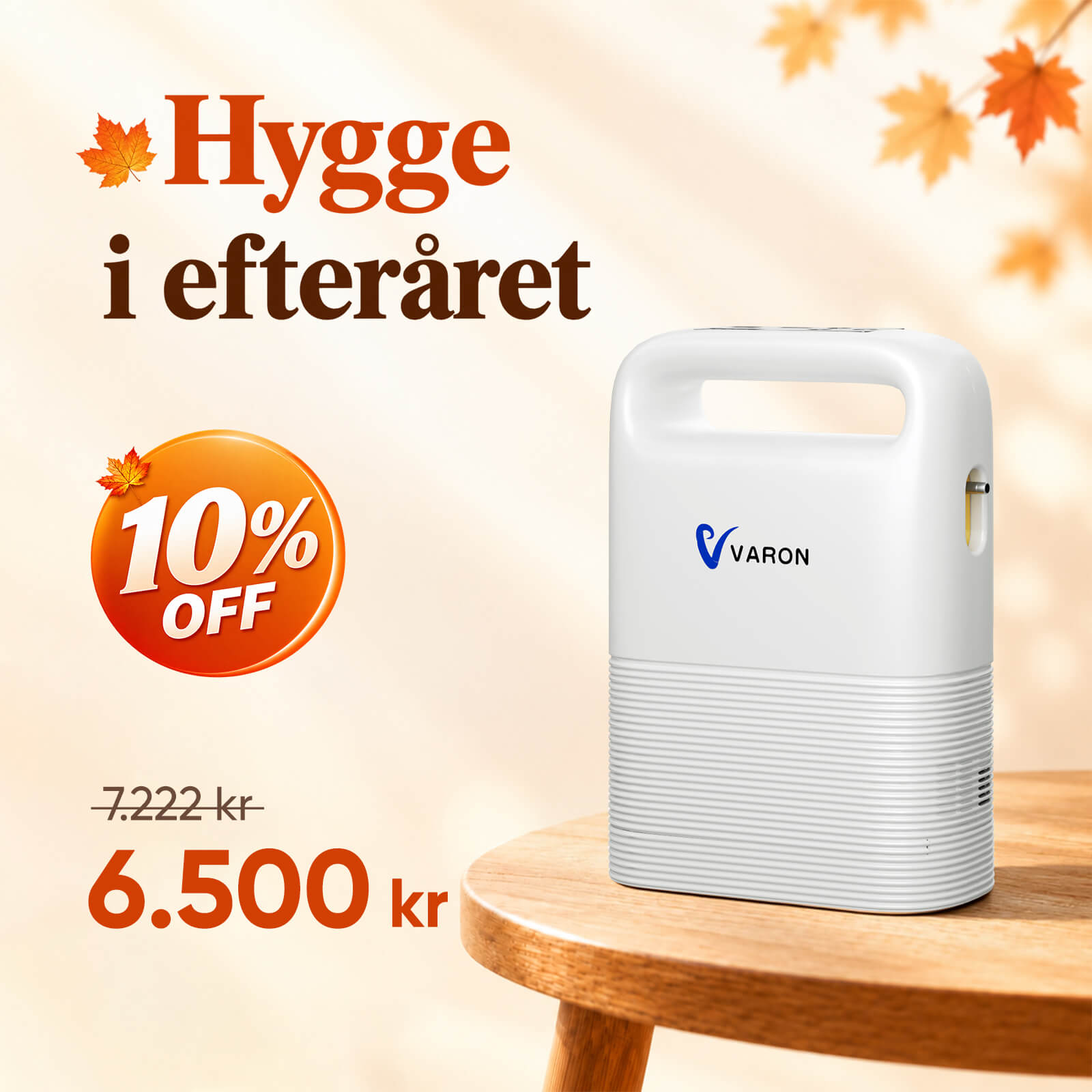 VARON VP-2 Bærbar pulsiltkoncentrator – 1-5L, 93% iltkoncentration, lang batteritid, CE-certificeret
