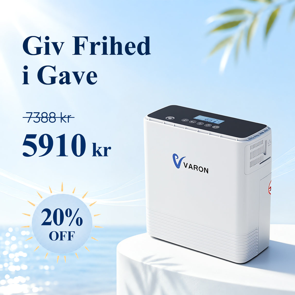 VARON VP-6 Kontinuerlig bærbar iltkoncentrator - Flow 1-6L/min, CE-certificeret