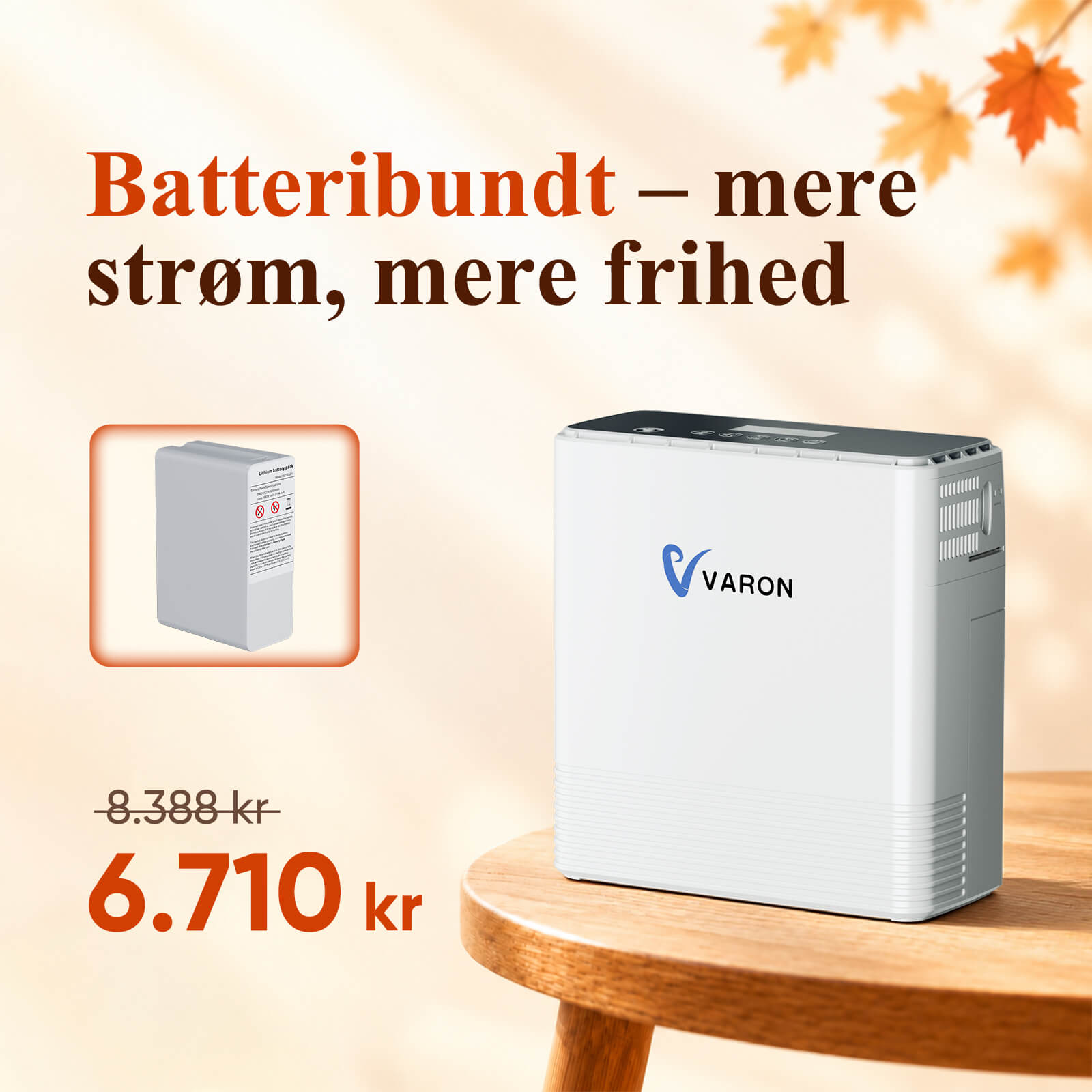 VARON VP-6 Bærbar iltkoncentrator – kontinuerligt flow 1-6L, CE-certificeret